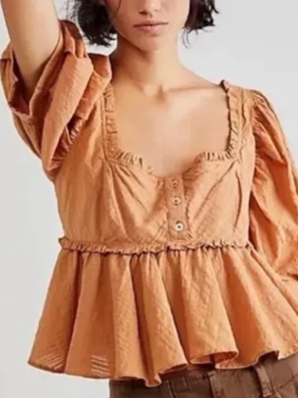 Free People Leave It To Me Babydoll Crop Square Neck Top size S